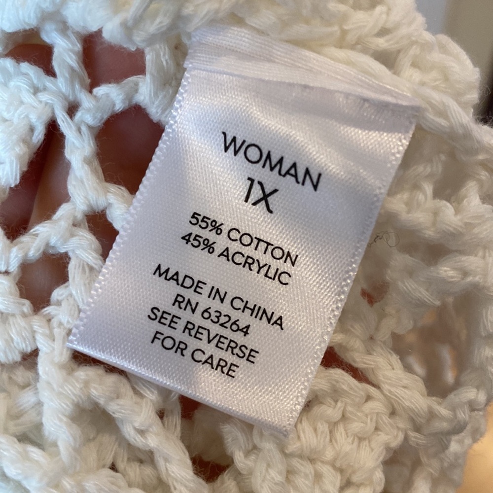 Westport Dressbarn Crotchet Ivory Top / coverup - Picture 8 of 9